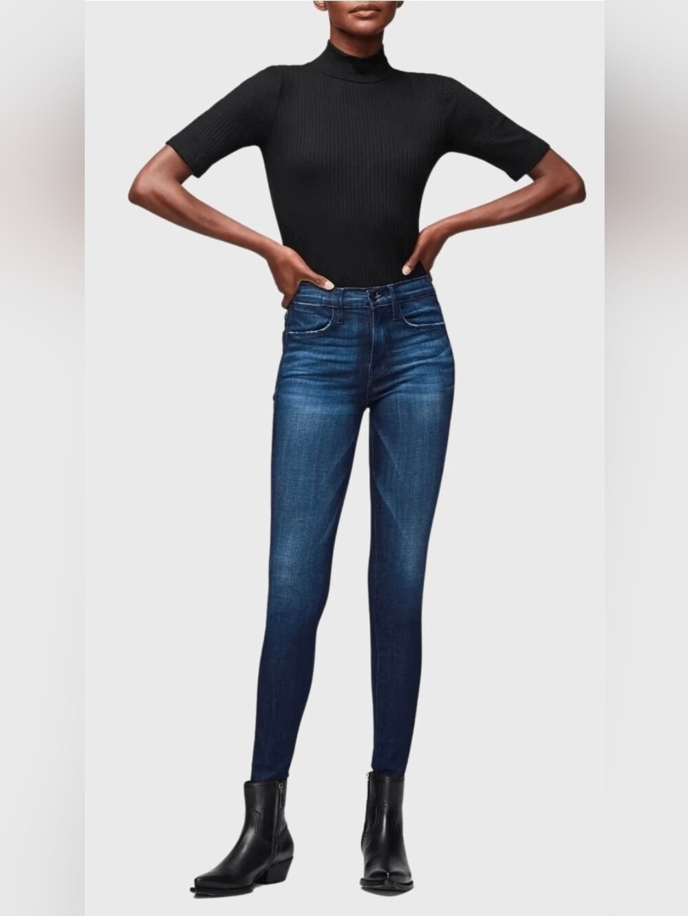 Frame Denim Le High Skinny Jeans in Deep Indigo Blue